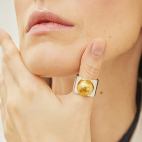 кольцо bubble из серебра с позолоченным элементом