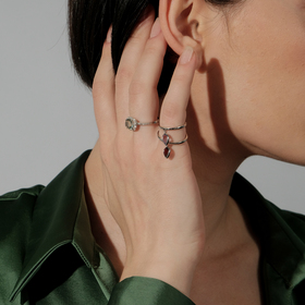 кольцо из серебра с зеленым аметистом огранки кушон