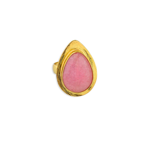 позолоченное кольцо из серебра с розовым кварцем