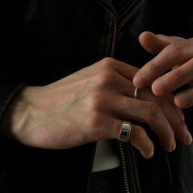 двойное биколорное кольцо-нимб из серебра с позолотой