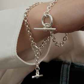 браслет шопард из серебра с замком-тогл