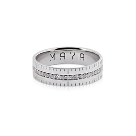 кольцо-линейка из белого золота с бриллиантами