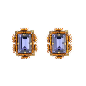 серьги с фиолетовыми кристаллами и бусинами african glam