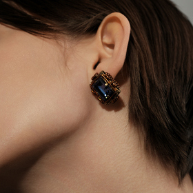 серьги с фиолетовыми кристаллами и бусинами african glam