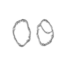 серьги-пусеты овальные с 15 вставками