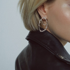 серьги-пусеты овальные с 15 вставками