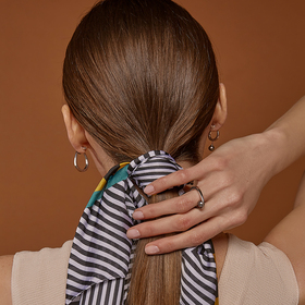 кольцо из серебра «авокадо» с черным жемчугом