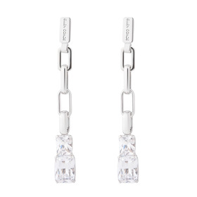 серебристые серьги цепи с цирконием