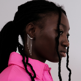 серьги из серебра с цепочками