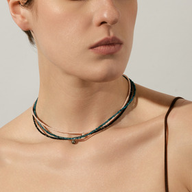 чокер из малахита "кубики" и серебра