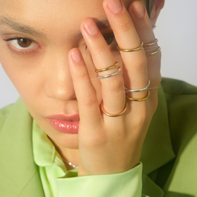 покрытые лимонным золотом фаланговые кольца из серебра sparkling