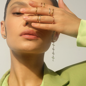 покрытые розовым золотом фаланговые кольца из серебра sparkling