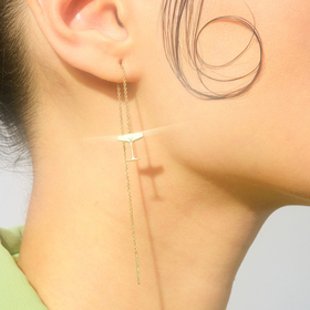 покрытые лимонным золотом серьги-протяжки из серебра sparkling