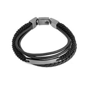 черный многослойный кожаный браслет