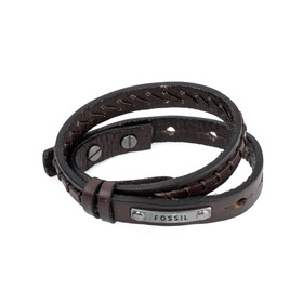 коричневый кожаный браслет в два оборота