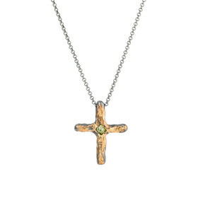 кулон cross из серебра с позолотой и бриллиантом