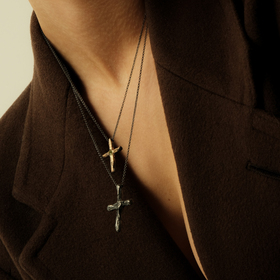 кулон cross из серебра с бриллиантами