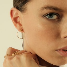 серебряные серьги с позолоченым покрытием "круг"