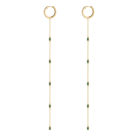 длинные серьги из золота с изумрудами на цепочке