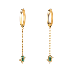 серьги с изумрудами на цепочке