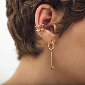 серьги с изумрудами на цепочке