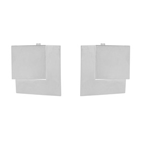 квадратные серьги из серебра, покрытые родием