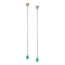 серьги-дорожки из золота с изумрудами