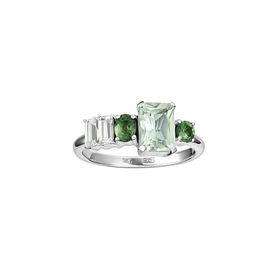 кольцо из белого золота с зелеными сапфирами
