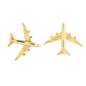 позолоченные серьги-самолеты