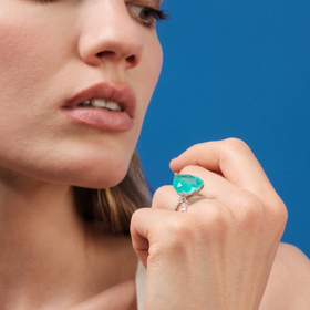 кольцо в виде сердца из турмалинового кварца с фабулитами и  подвеской