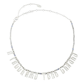 покрытое серебром колье «я расскажу тебе сказку» из бронзы с лабрадоритом и танзанитом