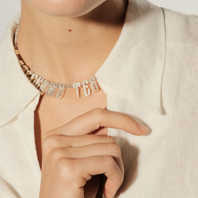 покрытое серебром колье «я расскажу тебе сказку» из бронзы с лабрадоритом и танзанитом