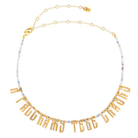 позолоченное ожерелье «я расскажу тебе сказку» с флюоритом и танзанитом