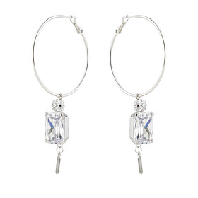 серьги кольца с массивными повесками из циркония