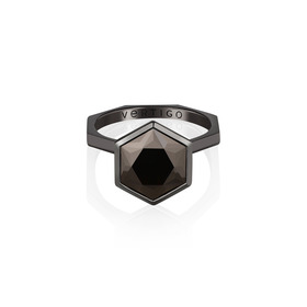 кольцо hexo geometry black 16,5р-р белое золото 585, рутений, гранат авторской огранки 4,7ct