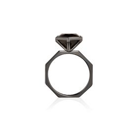 кольцо hexo geometry black 16,5р-р белое золото 585, рутений, гранат авторской огранки 4,7ct