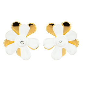 позолоченные серьги белые цветы