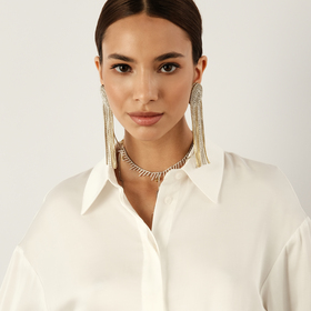 позолоченное колье с цепочками и лимонными фианитами