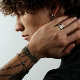 браслет с сегментами ромбами из серебра