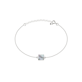 браслет-квадрат из серебра со светлым плоским перламутром