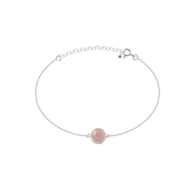браслет-круг из серебра с розовым кварцем