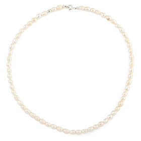 чокер из белого жемчуга "рис" и серебра