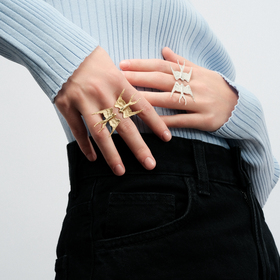 позолоченное кольцо из серебра с большими ласточками