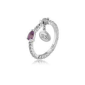 кольцо из белого золота с аметистом, бриллиантами и топазами candy