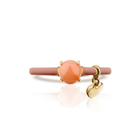 кольцо из желтого золота с эмалью и кораллом candy