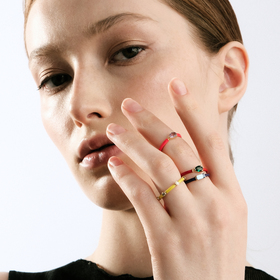 кольцо из желтого золота с эмалью и бриллиантами candy