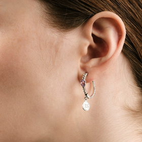 серьги из белого золота с сапфирами и аметистами candy