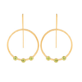 позолоченные серьги "диско и хризолиты" из серебра