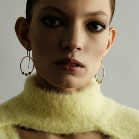 позолоченные серьги "диско и хризолиты" из серебра