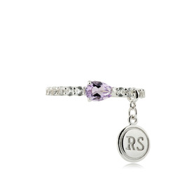 кольцо из белого золота с топазами и аметистом candy